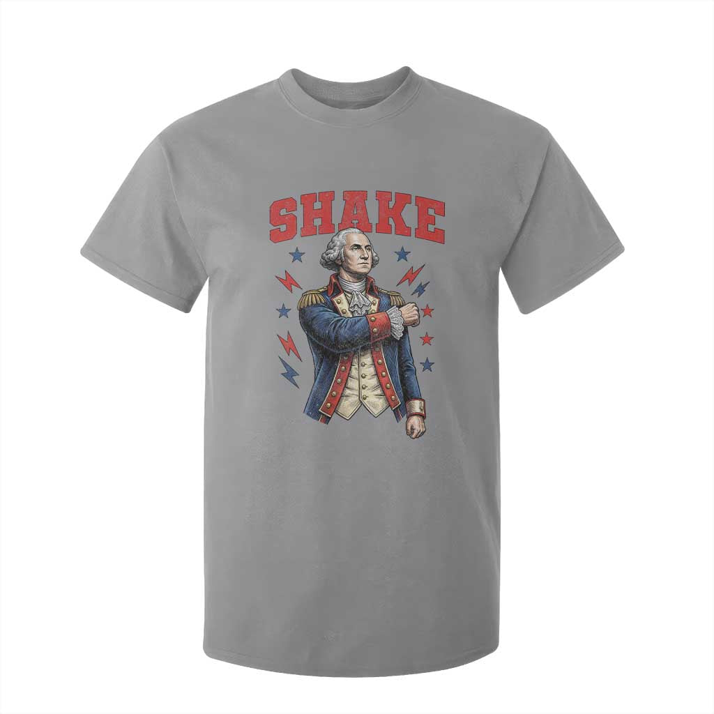Shake Funny George Washington Patriotic Graphic Matching T Shirt For Kid Vintage Founding Father Distressed Stars and Lightning Bolts Dynamic Duo