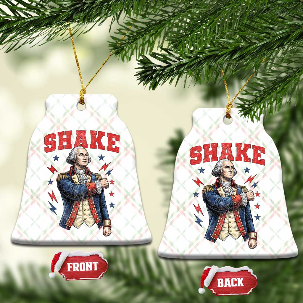 Shake Funny George Washington Patriotic Graphic Matching Ceramic Ornament Vintage Founding Father Distressed Stars and Lightning Bolts Dynamic Duo TS02 Print Your Wear