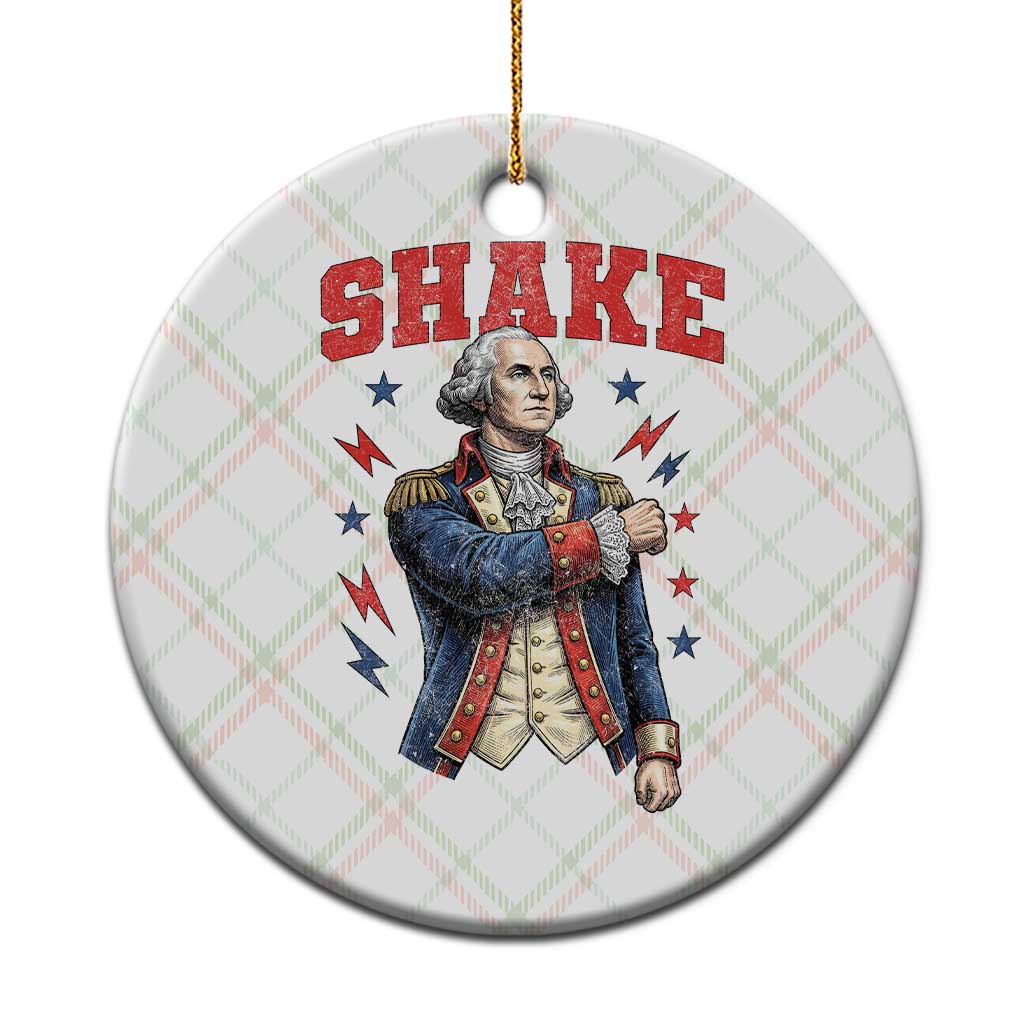 Shake Funny George Washington Patriotic Graphic Matching Ceramic Ornament Vintage Founding Father Distressed Stars and Lightning Bolts Dynamic Duo TS02 1pc Christmas Plaid Print Your Wear