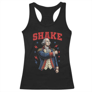 Shake Funny George Washington Patriotic Graphic Matching Racerback Tank Top Vintage Founding Father Distressed Stars and Lightning Bolts Dynamic Duo
