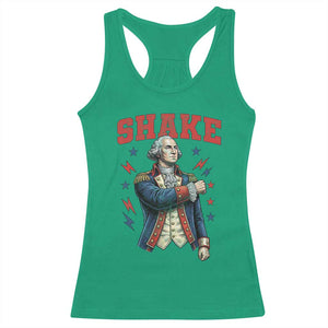 Shake Funny George Washington Patriotic Graphic Matching Racerback Tank Top Vintage Founding Father Distressed Stars and Lightning Bolts Dynamic Duo