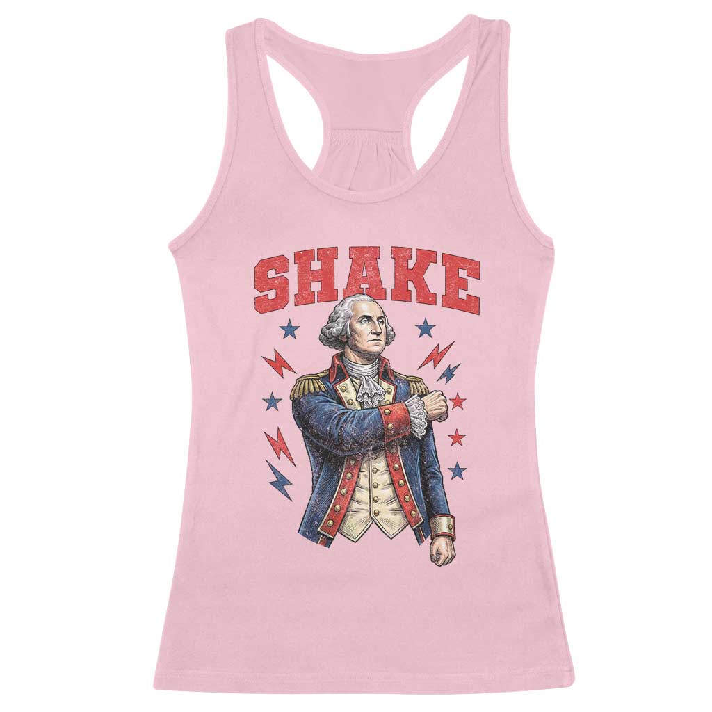 Shake Funny George Washington Patriotic Graphic Matching Racerback Tank Top Vintage Founding Father Distressed Stars and Lightning Bolts Dynamic Duo