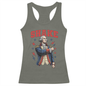 Shake Funny George Washington Patriotic Graphic Matching Racerback Tank Top Vintage Founding Father Distressed Stars and Lightning Bolts Dynamic Duo
