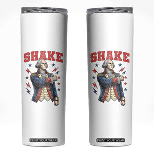 Shake Funny George Washington Patriotic Graphic Matching Skinny Tumbler Vintage Founding Father Distressed Stars and Lightning Bolts Dynamic Duo