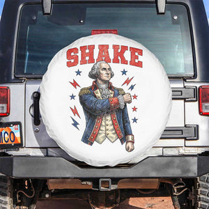 Shake Funny George Washington Patriotic Graphic Matching Spare Tire Cover Vintage Founding Father Distressed Stars and Lightning Bolts Dynamic Duo