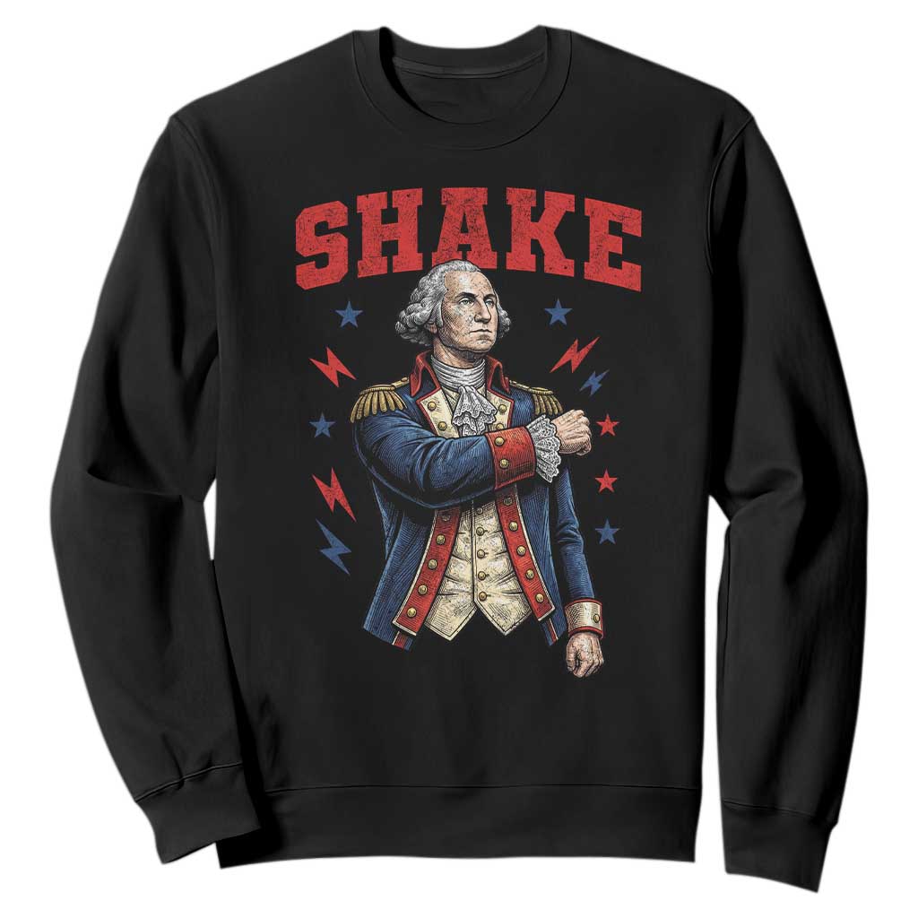 Shake Funny George Washington Patriotic Graphic Matching Sweatshirt Vintage Founding Father Distressed Stars and Lightning Bolts Dynamic Duo