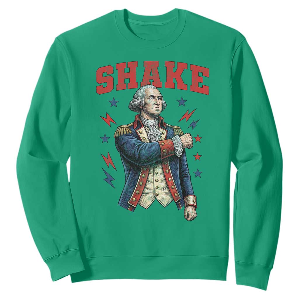 Shake Funny George Washington Patriotic Graphic Matching Sweatshirt Vintage Founding Father Distressed Stars and Lightning Bolts Dynamic Duo