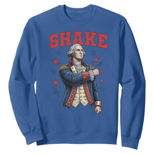 Shake Funny George Washington Patriotic Graphic Matching Sweatshirt Vintage Founding Father Distressed Stars and Lightning Bolts Dynamic Duo
