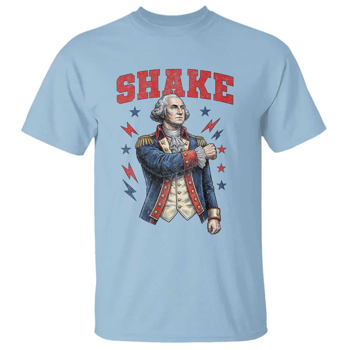 Shake Funny George Washington Patriotic Graphic Matching T Shirt Vintage Founding Father Distressed Stars and Lightning Bolts Dynamic Duo