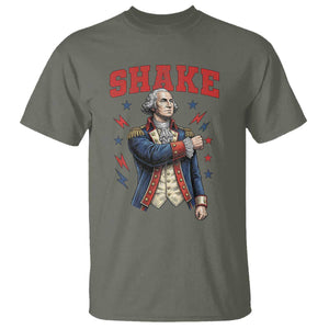 Shake Funny George Washington Patriotic Graphic Matching T Shirt Vintage Founding Father Distressed Stars and Lightning Bolts Dynamic Duo