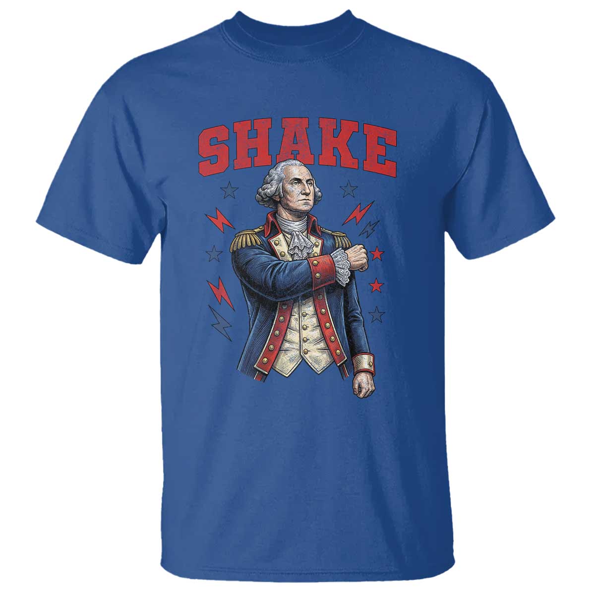 Shake Funny George Washington Patriotic Graphic Matching T Shirt Vintage Founding Father Distressed Stars and Lightning Bolts Dynamic Duo