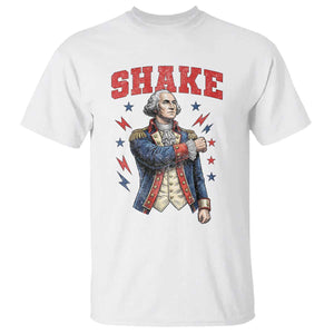 Shake Funny George Washington Patriotic Graphic Matching T Shirt Vintage Founding Father Distressed Stars and Lightning Bolts Dynamic Duo
