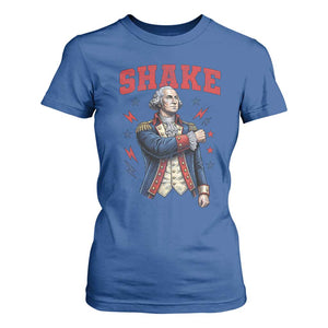 Shake Funny George Washington Patriotic Graphic Matching T Shirt For Women Vintage Founding Father Distressed Stars and Lightning Bolts Dynamic Duo