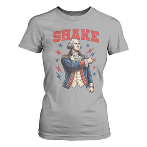 Shake Funny George Washington Patriotic Graphic Matching T Shirt For Women Vintage Founding Father Distressed Stars and Lightning Bolts Dynamic Duo