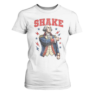 Shake Funny George Washington Patriotic Graphic Matching T Shirt For Women Vintage Founding Father Distressed Stars and Lightning Bolts Dynamic Duo