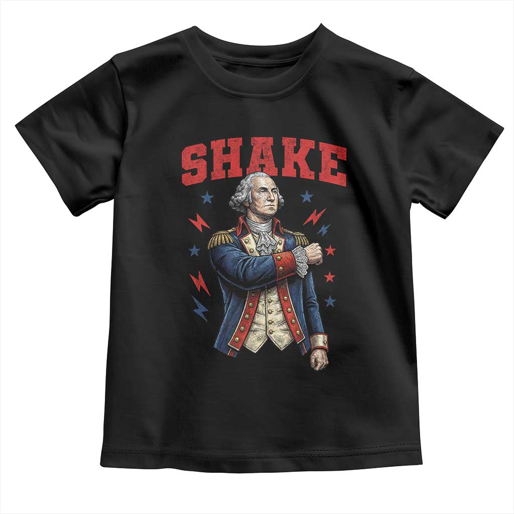 Shake Funny George Washington Patriotic Graphic Matching Toddler T Shirt Vintage Founding Father Distressed Stars and Lightning Bolts Dynamic Duo