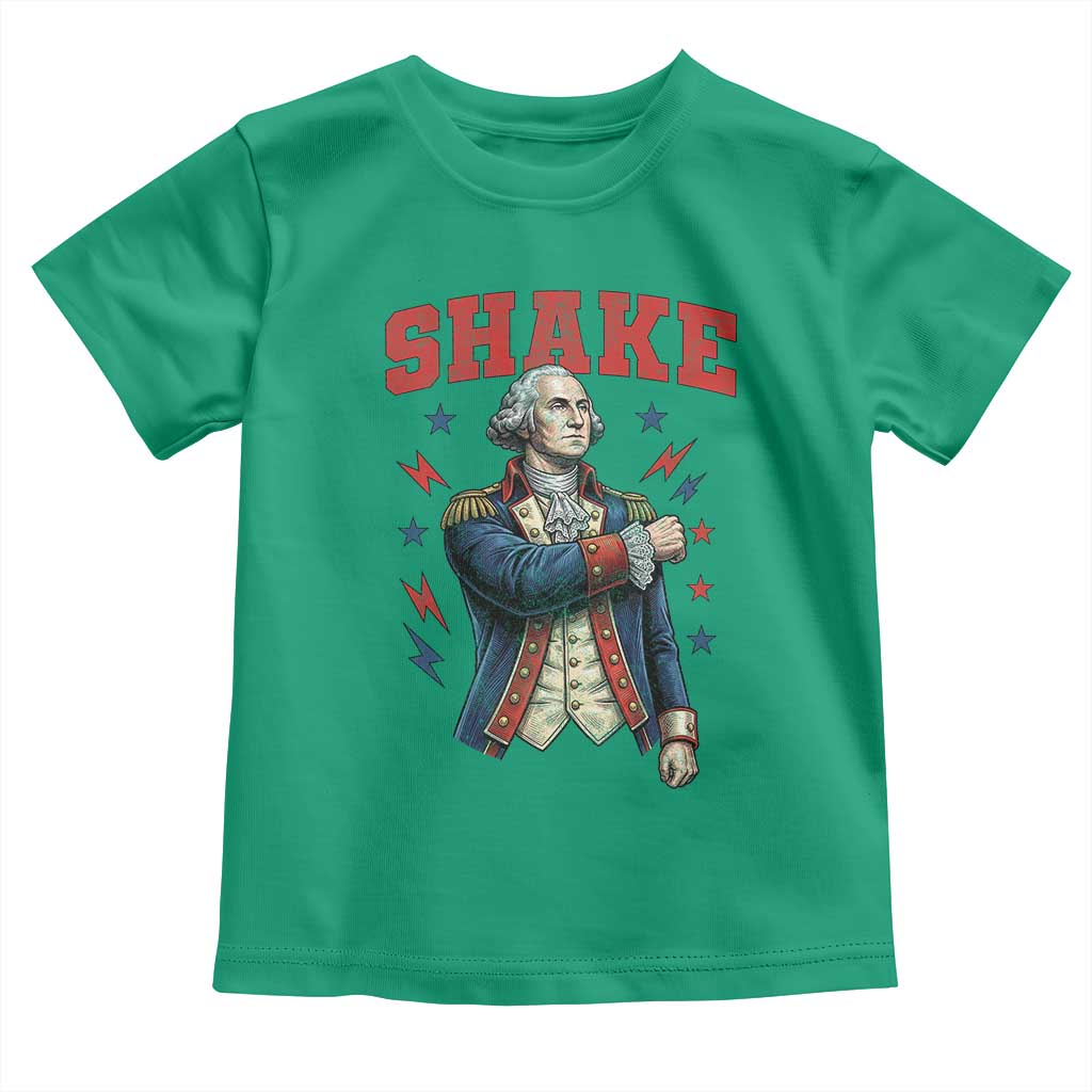 Shake Funny George Washington Patriotic Graphic Matching Toddler T Shirt Vintage Founding Father Distressed Stars and Lightning Bolts Dynamic Duo