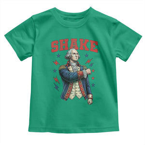 Shake Funny George Washington Patriotic Graphic Matching Toddler T Shirt Vintage Founding Father Distressed Stars and Lightning Bolts Dynamic Duo
