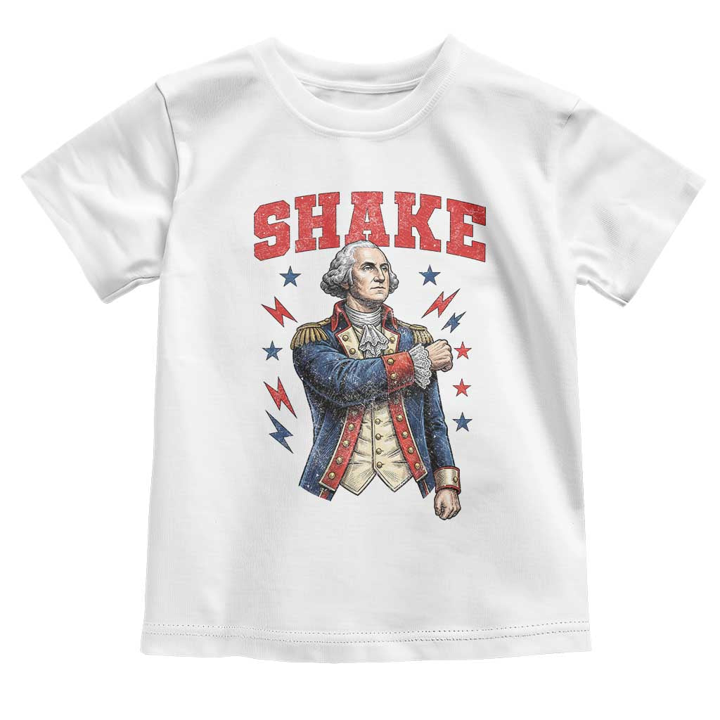 Shake Funny George Washington Patriotic Graphic Matching Toddler T Shirt Vintage Founding Father Distressed Stars and Lightning Bolts Dynamic Duo