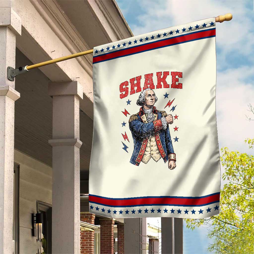Shake Funny George Washington Graphic Matching Patriotic Garden Flag Vintage Founding Father Distressed Stars and Lightning Bolts Dynamic Duo