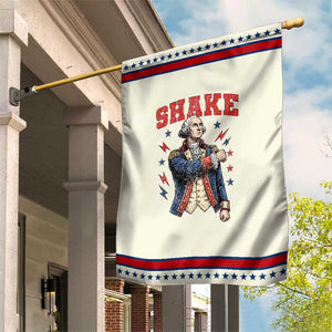 Shake Funny George Washington Graphic Matching Patriotic Garden Flag Vintage Founding Father Distressed Stars and Lightning Bolts Dynamic Duo
