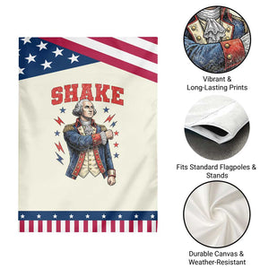 Shake Funny George Washington Graphic Matching Patriotic Garden Flag Vintage Founding Father Distressed Stars and Lightning Bolts Dynamic Duo