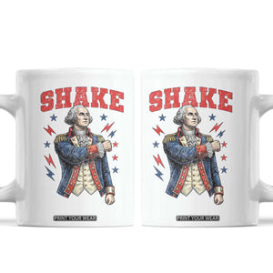 Shake Funny George Washington Patriotic Graphic Matching Coffee Mug Vintage Founding Father Distressed Stars and Lightning Bolts Dynamic Duo