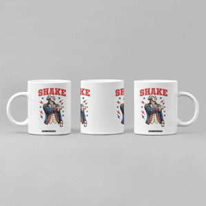 Shake Funny George Washington Patriotic Graphic Matching Coffee Mug Vintage Founding Father Distressed Stars and Lightning Bolts Dynamic Duo