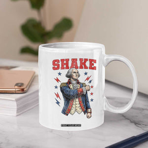 Shake Funny George Washington Patriotic Graphic Matching Coffee Mug Vintage Founding Father Distressed Stars and Lightning Bolts Dynamic Duo