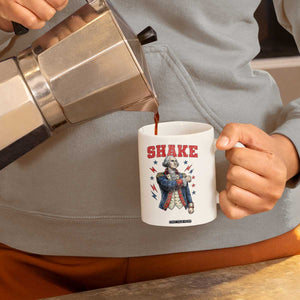 Shake Funny George Washington Patriotic Graphic Matching Coffee Mug Vintage Founding Father Distressed Stars and Lightning Bolts Dynamic Duo