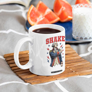 Shake Funny George Washington Patriotic Graphic Matching Coffee Mug Vintage Founding Father Distressed Stars and Lightning Bolts Dynamic Duo