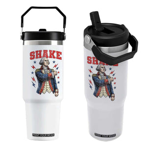 Shake Funny George Washington Patriotic Graphic Matching Flip Straw Tumbler Vintage Founding Father Distressed Stars and Lightning Bolts Dynamic Duo