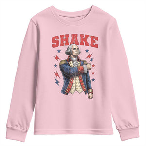 Shake Funny George Washington Patriotic Graphic Matching Youth Sweatshirt Vintage Founding Father Distressed Stars and Lightning Bolts Dynamic Duo
