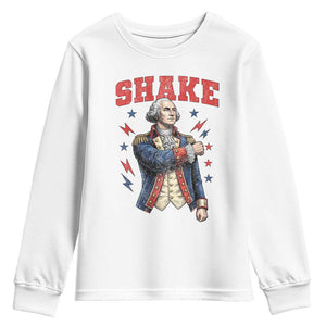 Shake Funny George Washington Patriotic Graphic Matching Youth Sweatshirt Vintage Founding Father Distressed Stars and Lightning Bolts Dynamic Duo