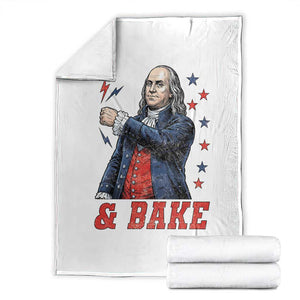 And Bake Funny Benjamin Franklin Patriotic Graphic Matching Throw Blanket Vintage Founding Father Distressed Stars and Lightning Bolts Dynamic Duo