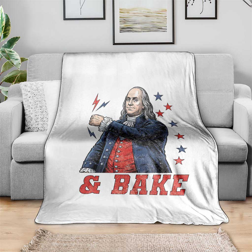 And Bake Funny Benjamin Franklin Patriotic Graphic Matching Throw Blanket Vintage Founding Father Distressed Stars and Lightning Bolts Dynamic Duo