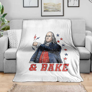 And Bake Funny Benjamin Franklin Patriotic Graphic Matching Throw Blanket Vintage Founding Father Distressed Stars and Lightning Bolts Dynamic Duo