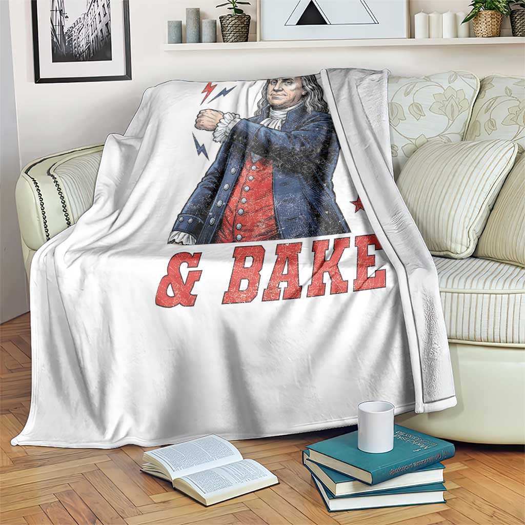 And Bake Funny Benjamin Franklin Patriotic Graphic Matching Throw Blanket Vintage Founding Father Distressed Stars and Lightning Bolts Dynamic Duo