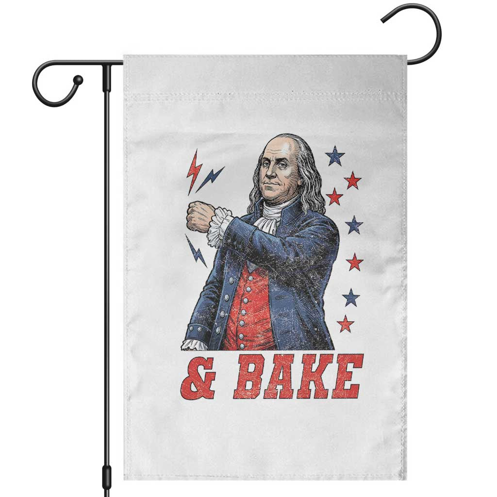 And Bake Funny Benjamin Franklin Patriotic Graphic Matching Garden Flag Vintage Founding Father Distressed Stars and Lightning Bolts Dynamic Duo