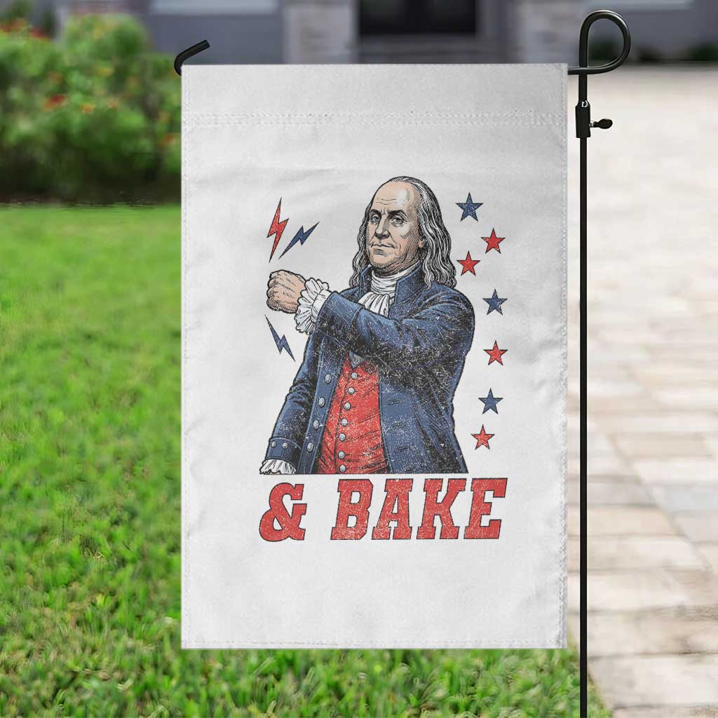 And Bake Funny Benjamin Franklin Patriotic Graphic Matching Garden Flag Vintage Founding Father Distressed Stars and Lightning Bolts Dynamic Duo