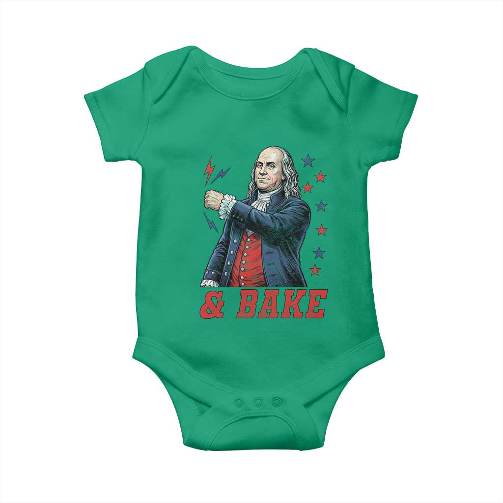 And Bake Funny Benjamin Franklin Patriotic Graphic Matching Baby Onesie Vintage Founding Father Distressed Stars and Lightning Bolts Dynamic Duo