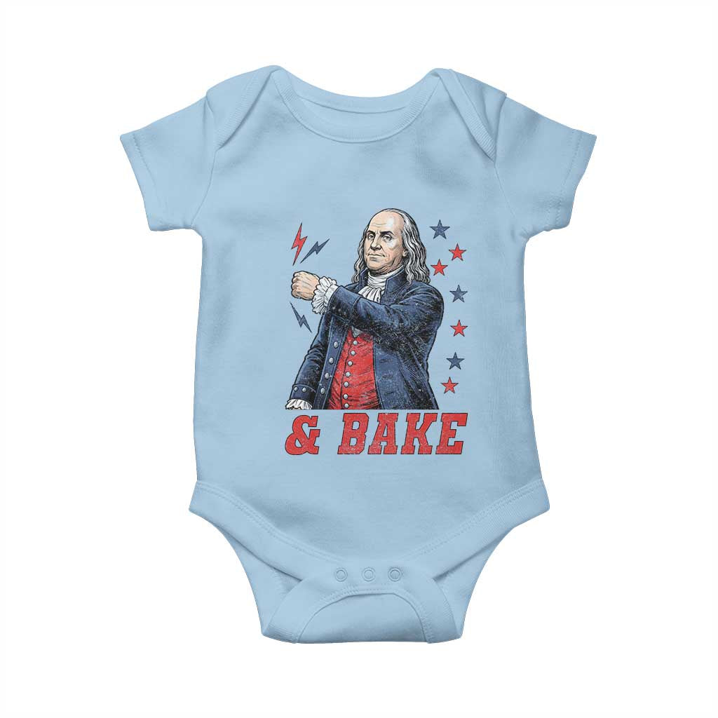 And Bake Funny Benjamin Franklin Patriotic Graphic Matching Baby Onesie Vintage Founding Father Distressed Stars and Lightning Bolts Dynamic Duo