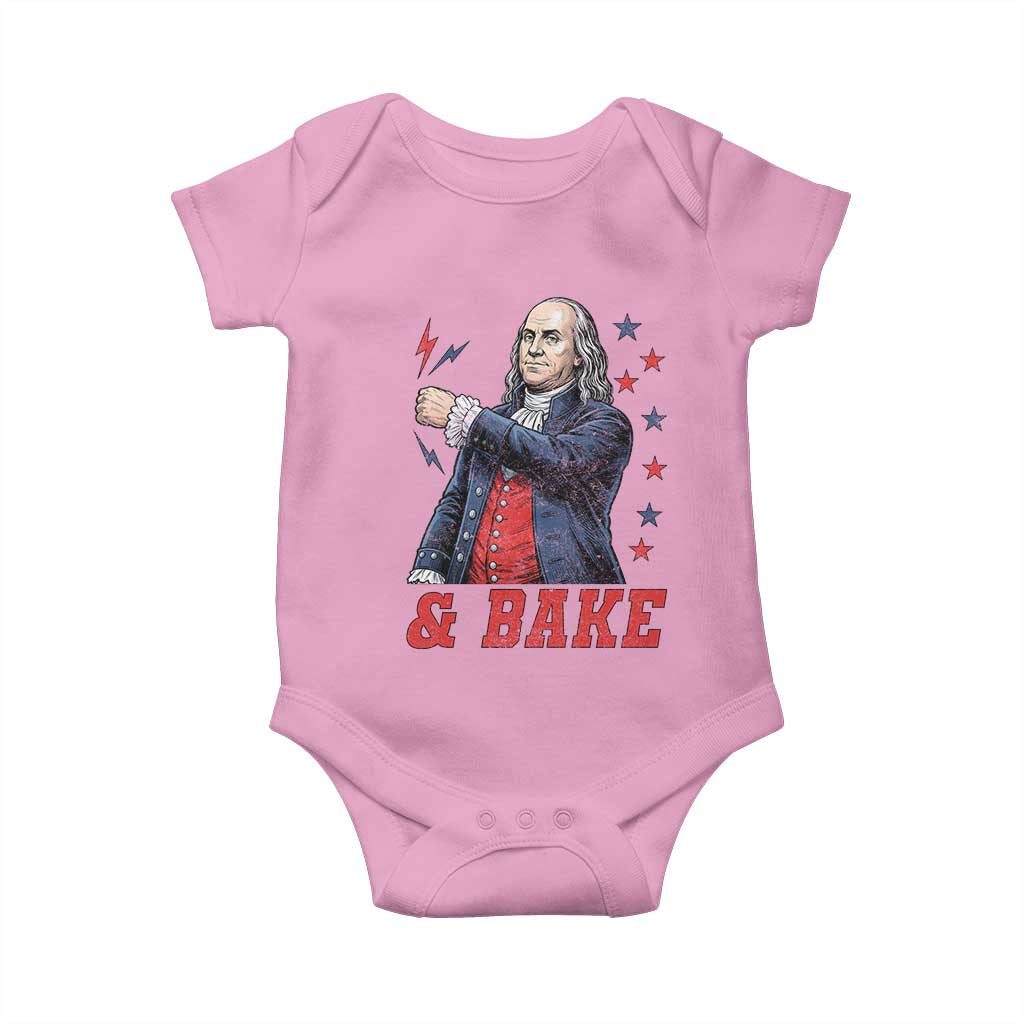 And Bake Funny Benjamin Franklin Patriotic Graphic Matching Baby Onesie Vintage Founding Father Distressed Stars and Lightning Bolts Dynamic Duo