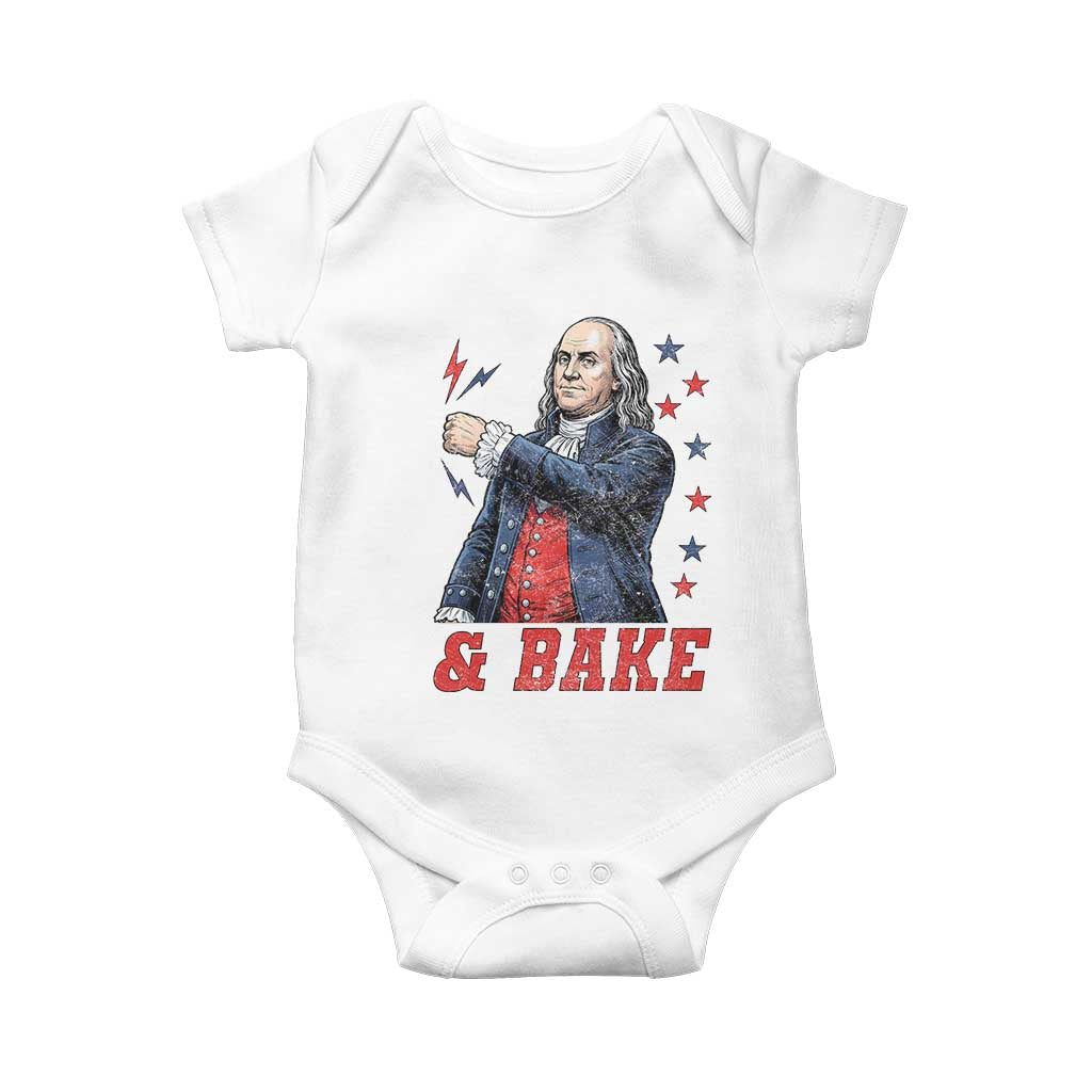 And Bake Funny Benjamin Franklin Patriotic Graphic Matching Baby Onesie Vintage Founding Father Distressed Stars and Lightning Bolts Dynamic Duo TS02 White Print Your Wear