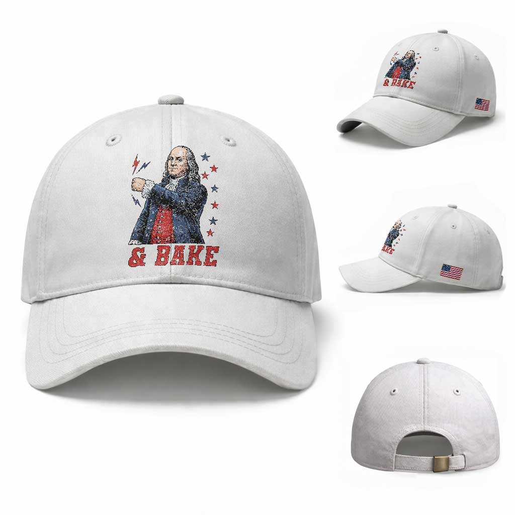 And Bake Funny Benjamin Franklin Patriotic Graphic Matching Baseball Cap Vintage Founding Father Distressed Stars and Lightning Bolts Dynamic Duo