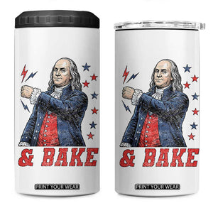 And Bake Funny Benjamin Franklin Patriotic Graphic Matching 4 in 1 Can Cooler Tumbler Vintage Founding Father Distressed Stars and Lightning Bolts Dynamic Duo