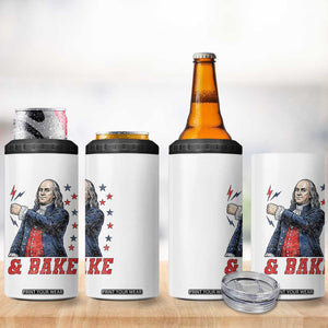 And Bake Funny Benjamin Franklin Patriotic Graphic Matching 4 in 1 Can Cooler Tumbler Vintage Founding Father Distressed Stars and Lightning Bolts Dynamic Duo