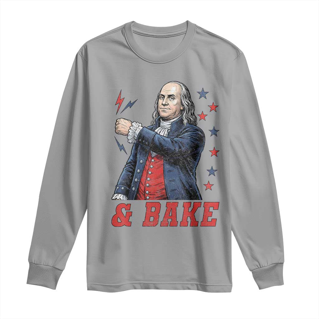 And Bake Funny Benjamin Franklin Patriotic Graphic Matching Long Sleeve Shirt Vintage Founding Father Distressed Stars and Lightning Bolts Dynamic Duo