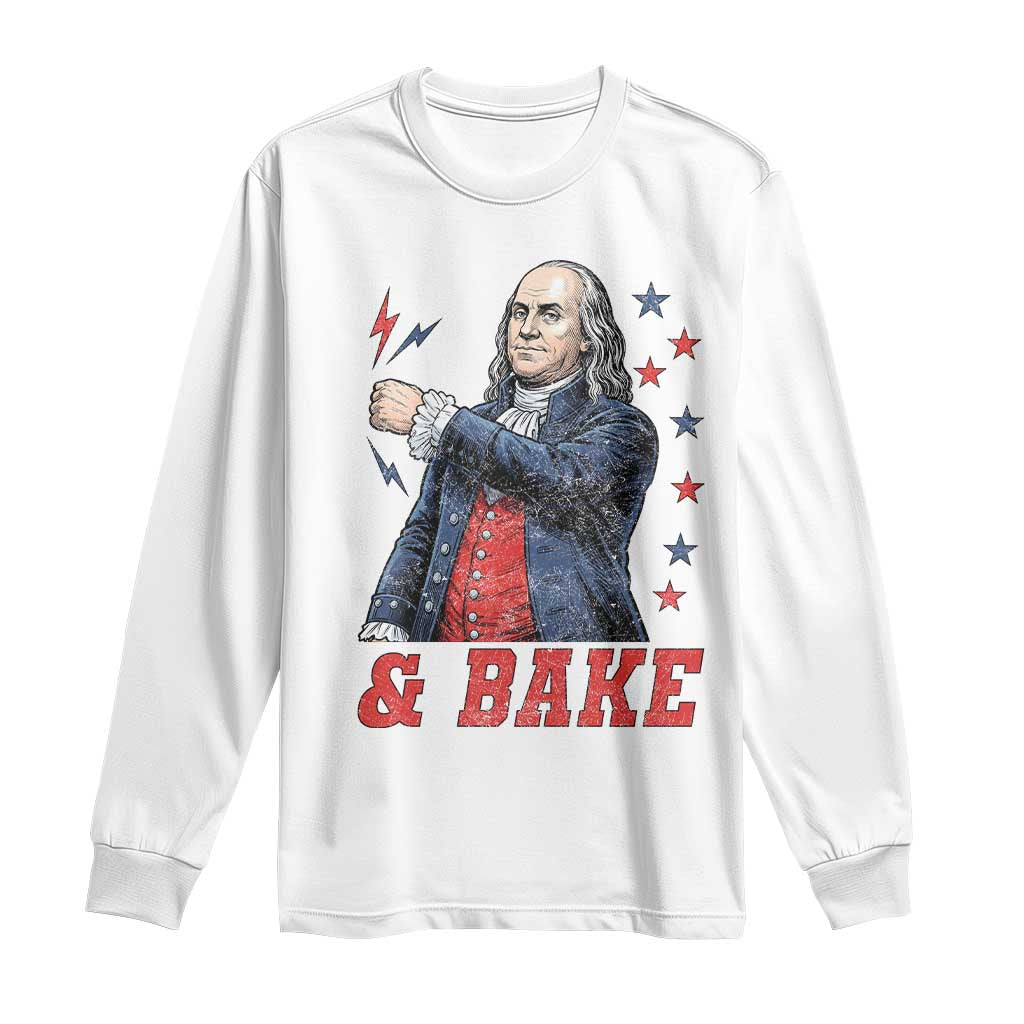 And Bake Funny Benjamin Franklin Patriotic Graphic Matching Long Sleeve Shirt Vintage Founding Father Distressed Stars and Lightning Bolts Dynamic Duo