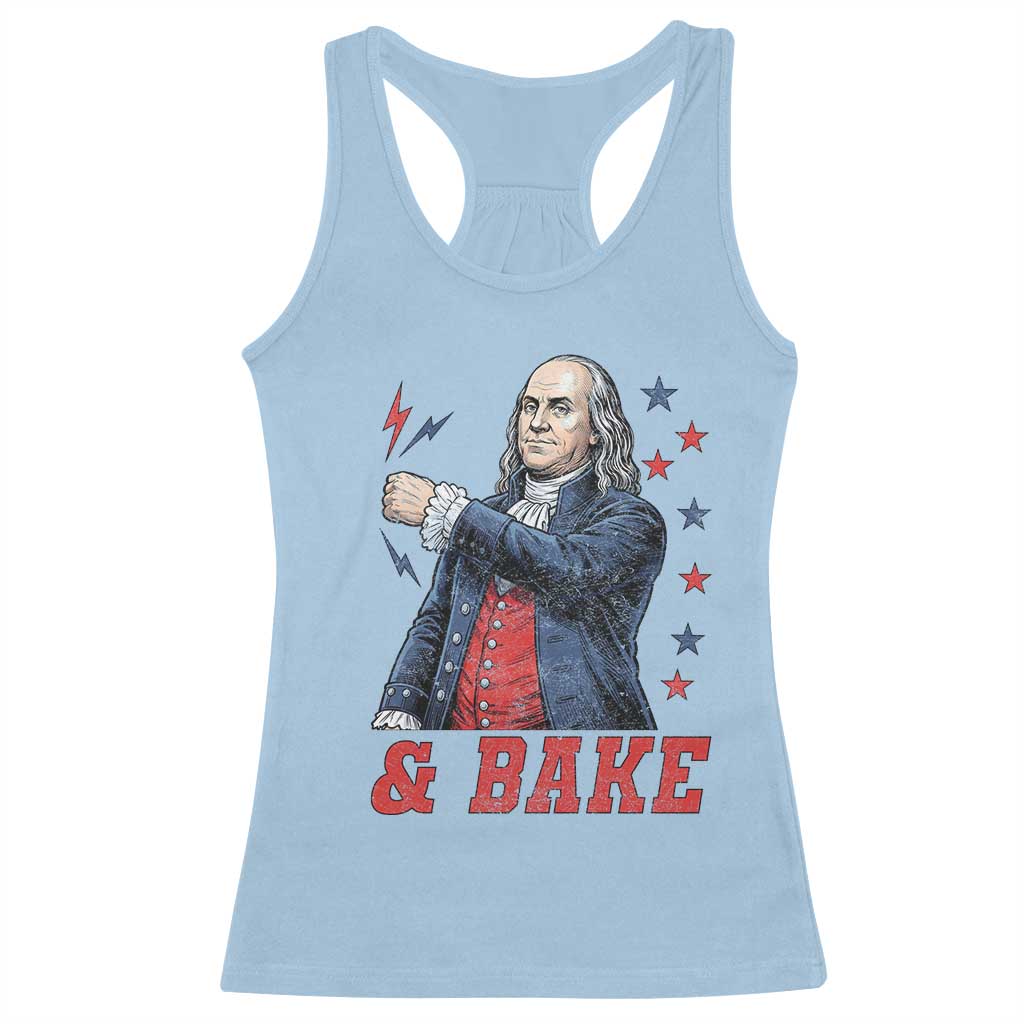 And Bake Funny Benjamin Franklin Patriotic Graphic Matching Racerback Tank Top Vintage Founding Father Distressed Stars and Lightning Bolts Dynamic Duo